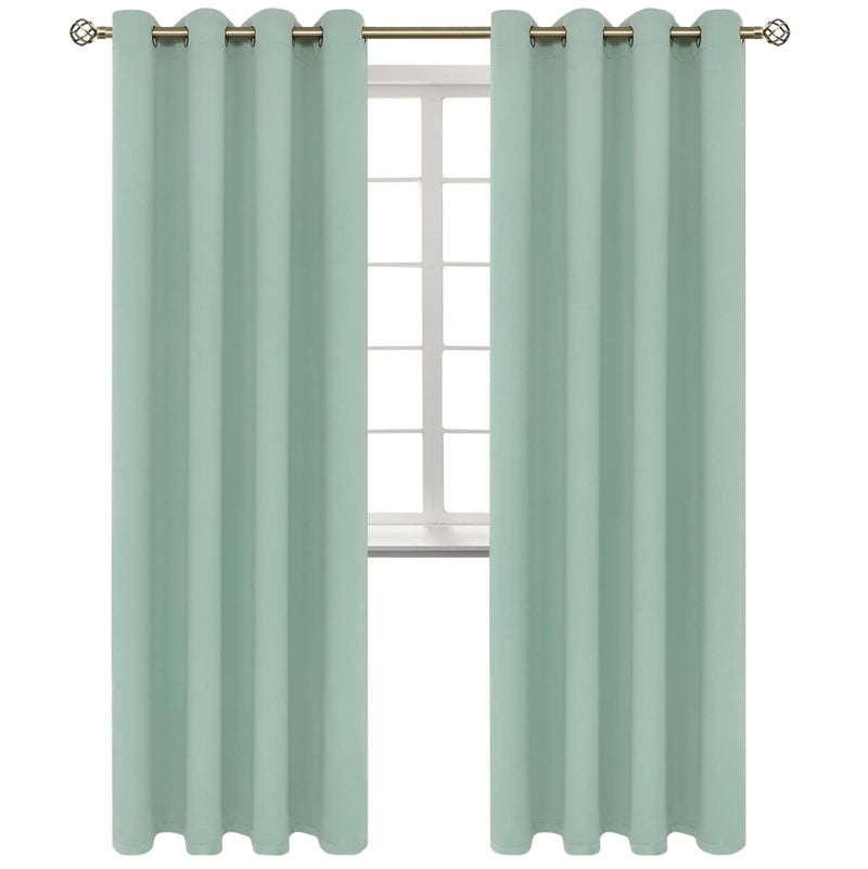 BGment Blackout Curtains - Grommet Thermal Insulated Room Darkening Bedroom and Living Room Curtains  Set of 2 Panels (52 x 84 Inch  Frosty Green) - Image 1