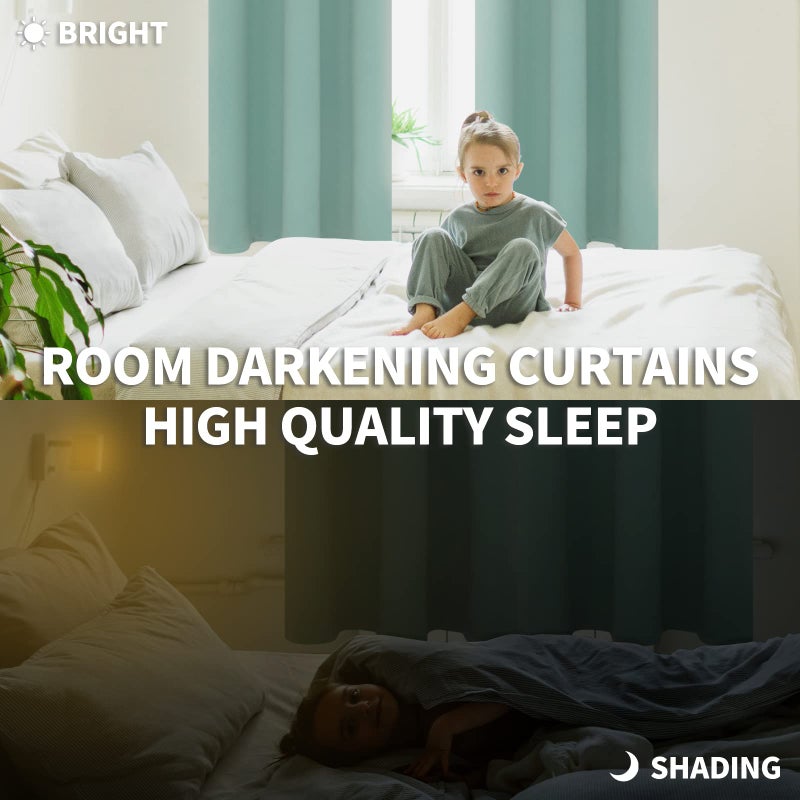BGment Blackout Curtains - Grommet Thermal Insulated Room Darkening Bedroom and Living Room Curtains  Set of 2 Panels (52 x 84 Inch  Frosty Green) - Image 3