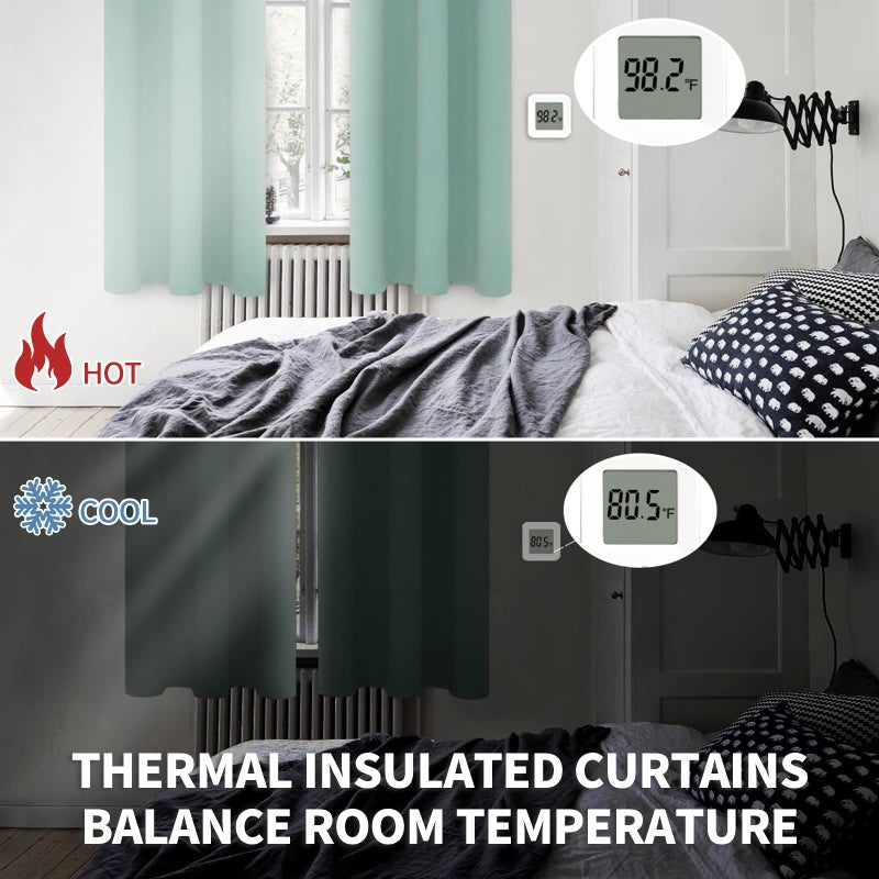 BGment Blackout Curtains - Grommet Thermal Insulated Room Darkening Bedroom and Living Room Curtains  Set of 2 Panels (52 x 84 Inch  Frosty Green) - Image 4