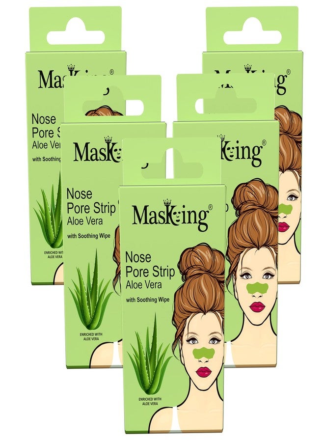 MasKing Aloe Vera Nose Pore Strips with Soothing Wipe | Instant Blackhead Removal | Deep Cleansing, Remove excess oil & Pore Care | Gentle Formula with Natural Extracts | Women & Men | All Skin Types | 25 Strips - Image 1