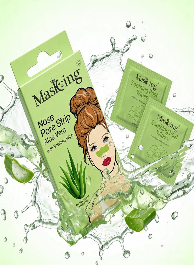 MasKing Aloe Vera Nose Pore Strips with Soothing Wipe | Instant Blackhead Removal | Deep Cleansing, Remove excess oil & Pore Care | Gentle Formula with Natural Extracts | Women & Men | All Skin Types | 25 Strips - Image 5
