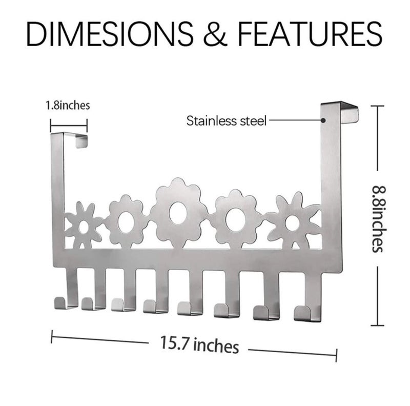 Toytle Stainless Steel Door Hanger Hook For Hanging Clothes And Other Items With 8-Hooks - Image 5