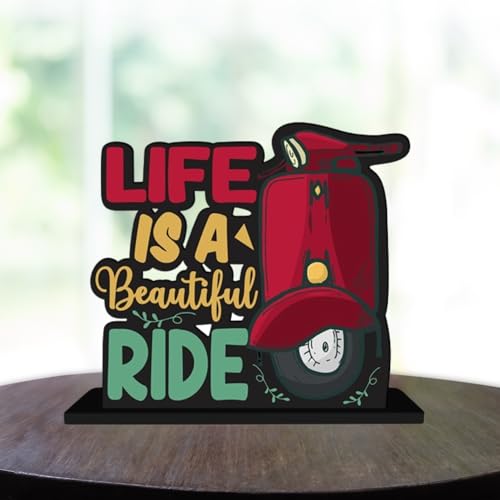 Webelkart Wooden Life is A Beautiful Ride Motivational Quotes Table Decoration for Office Desk | Home Decor Item | Living Room | Modern Art Wood Showpiece Gift Items - Image 1