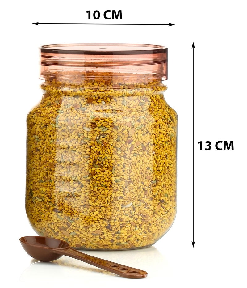 HAPPI Multipurpose Unbreakable Plastic Transparent Storage Containers For Kitchen Airtight Masala Box Dabba Spice, Cereal, Dry Fruits Spice Box 750 Ml With Spoons (Set Of 6 Pcs - Brown) - Image 5