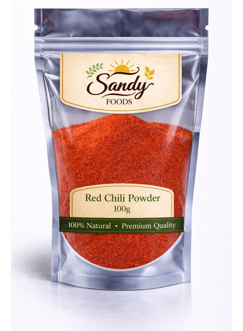 Sandy Foods Red Chili Powder 100g  شطة حمراء ناعمة  طبيعي 100%  طعم حار قوي  توابل فريش عالية الجودة - Image 1
