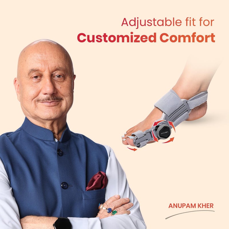 AGEasy Antara Bunion Corrector | Orthopedic Adjustable Bunion Splint for Men & Women | Toe Corrector with Rotating Knob, Universal Fit for Left & Right Foot | Leg Finger Straightener | Free Toe Exerciser (1) - Image 2