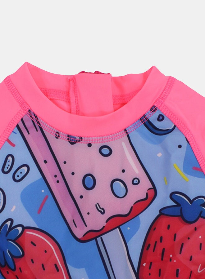 I.Wear I.Wear Girls Overall Swimsuit – Pink with Ice Cream Print - Image 3