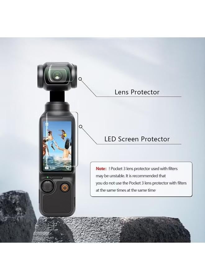 DJI OSMO Pocket 3 Accessory Kit, Silicone Protective Case Cover, Tempered Glass Screen Protector, Lens Protector - Image 5