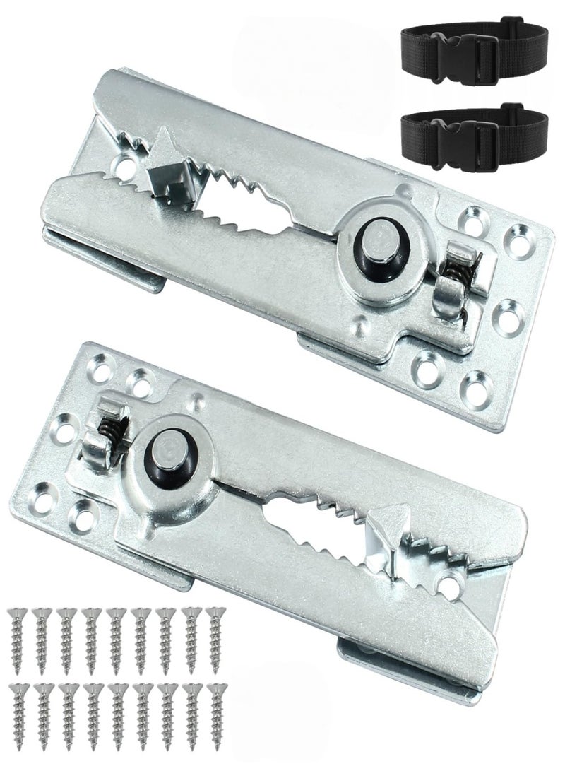 Sofa Connector 4-Piece Set, 2 pcs Sofa Connector - Universal Sofa Clamp with Screws and 2pcs Sofa Straps, Non-Slip Sofa Connector Bracket - Image 1