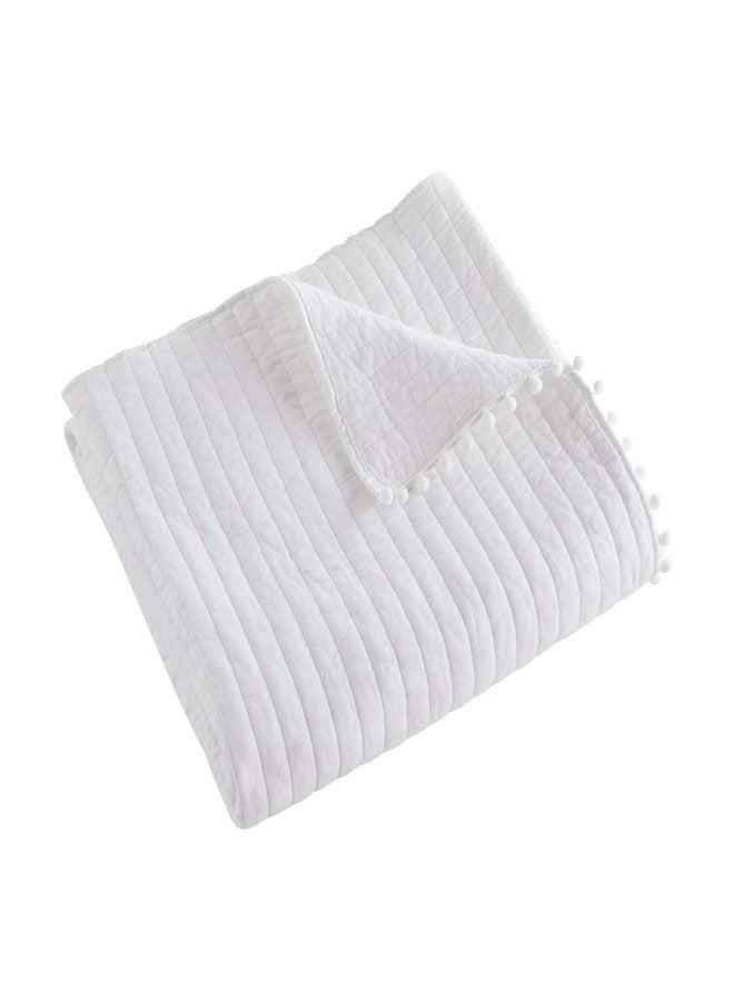 Levtex Home Quilted Throw with Poms - Image 1