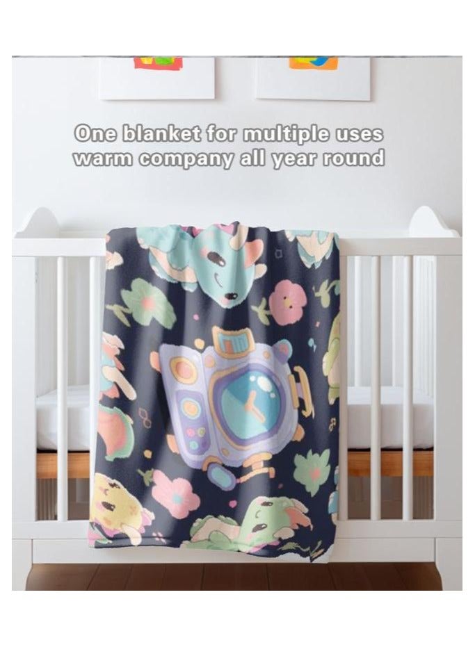 عام بطانية رقيقة من الفانيلا الكرتونية للأطفال أو الطلاب (دافئة ومريحة ومناسبة للنوم والألعاب) 100 سم * 150 سم - Image 1