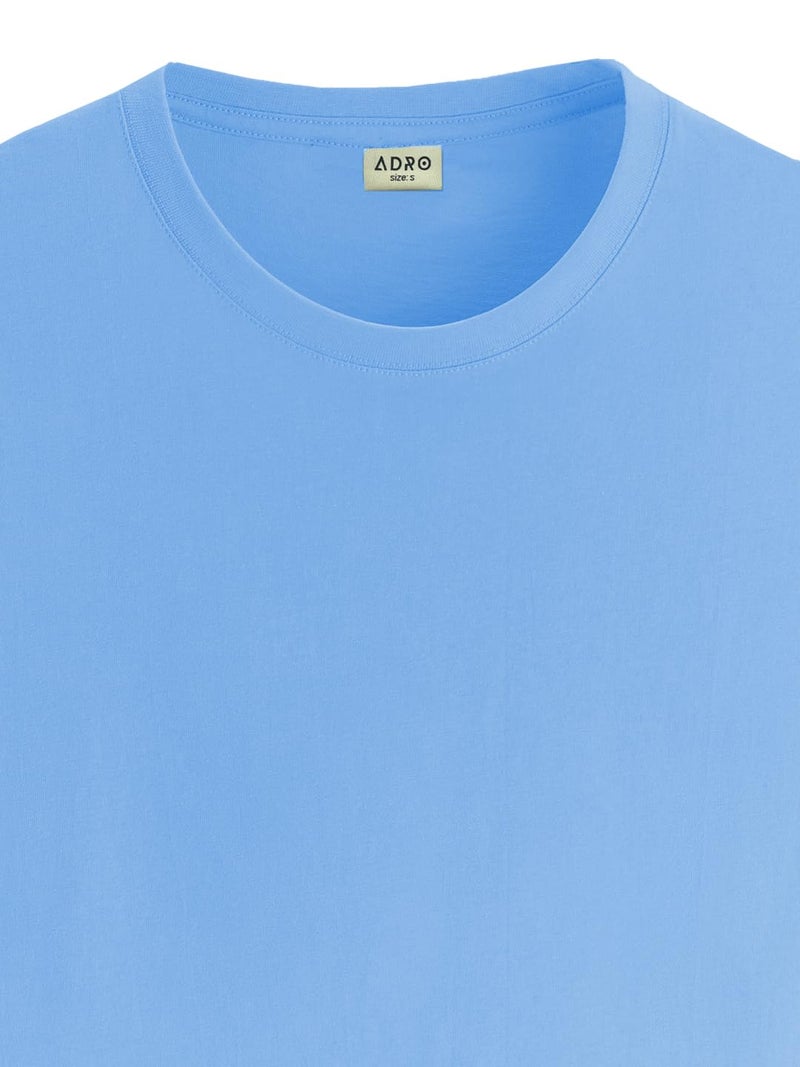 ADRO Men's Smile Printed Cotton T-Shirt - Sky Blue - Image 3