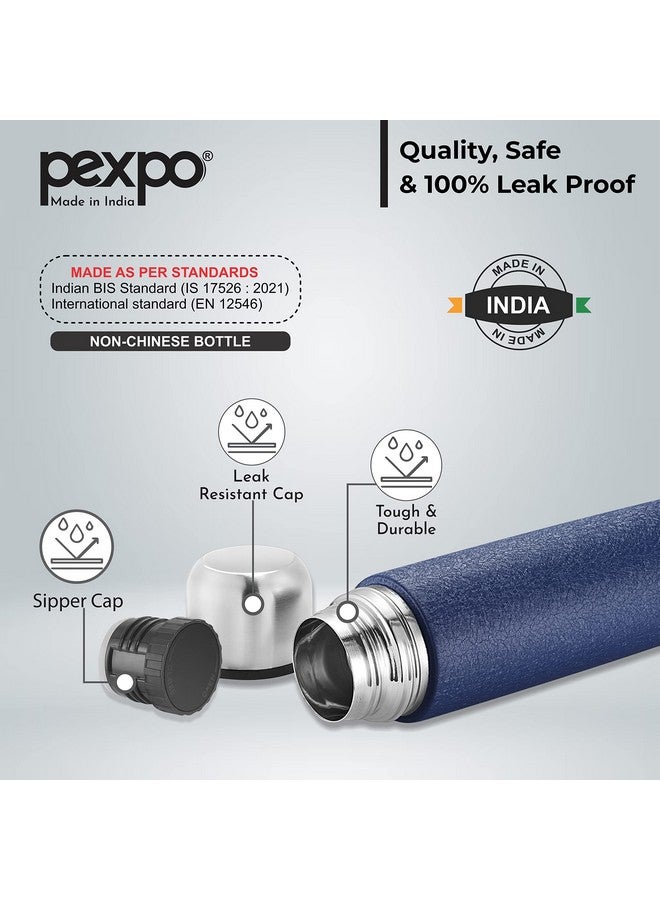 Pexpo Flexo|ISI Certified|Vacuum Insulated Hot & Cold Stainless Steel Flask with Jute Bag- 500ml Blue |Steel Bottle|Thermoflask|Leak Proof|Travelling|School & Trekking|Office|Men, Women & Kids - Image 5