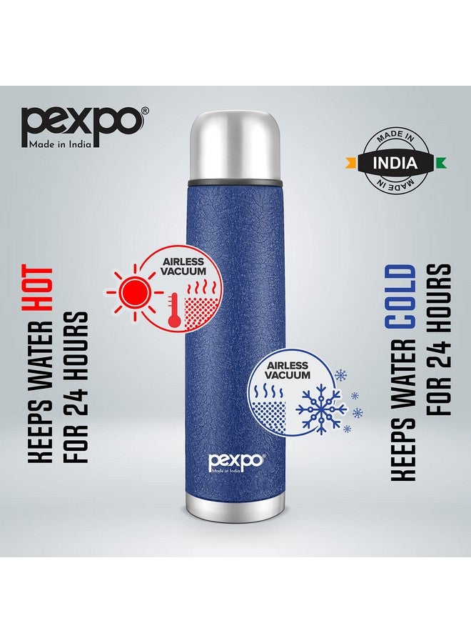 Pexpo Flexo|ISI Certified|Vacuum Insulated Hot & Cold Stainless Steel Flask with Jute Bag- 500ml Blue |Steel Bottle|Thermoflask|Leak Proof|Travelling|School & Trekking|Office|Men, Women & Kids - Image 3