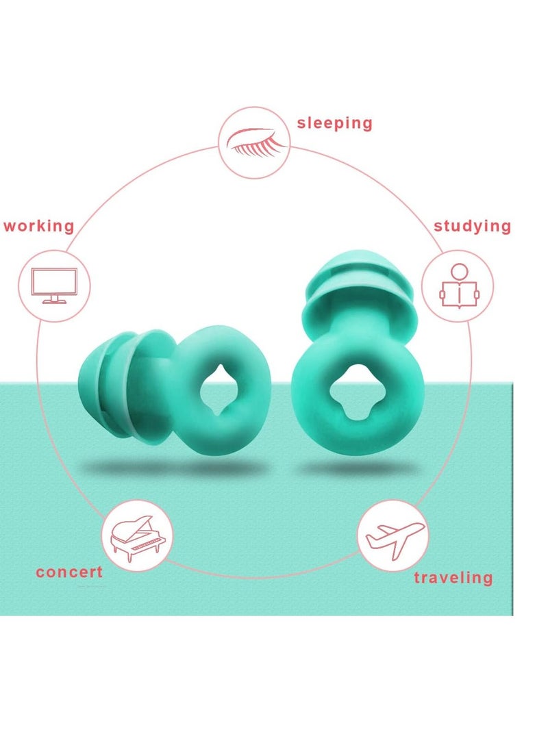 General Ear Plugs for Sleeping, 2 Pair Ear Plugs for Sleeping Noise Cancelling Concert Ear Plugs Silicone Ear Plugs Noise Reduction Earplugs for Sleeping Concert Swimming & 35dB Kids and Adults (Green+Pink)  - Image 1