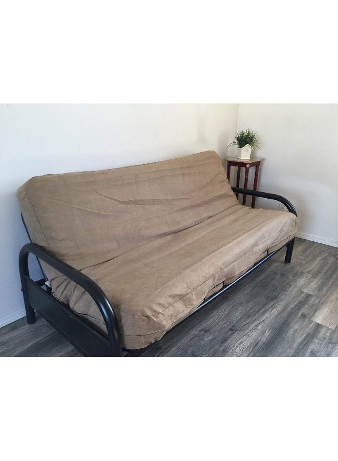 OctoRose Full Size 54x75x8 inch 3 Side Zipper Classic Soft Micro Suede Futon Cover Sofa Daybed Mattress Slipcover Peat Full Size - Image 2