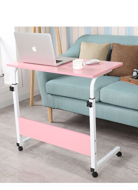 Laptop Table Height Adjustable Simple Mobile Writing Desk Computer Desk Bedside Portable Computer Desk Coffee Table 80cm*40cm（Pink）