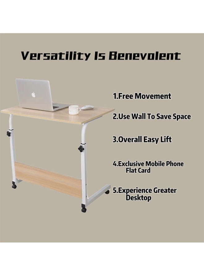 Laptop Table Height Adjustable Simple Mobile Writing Desk Computer Desk Bedside Portable Computer Desk Coffee Table 80cm*40cm（Pink）