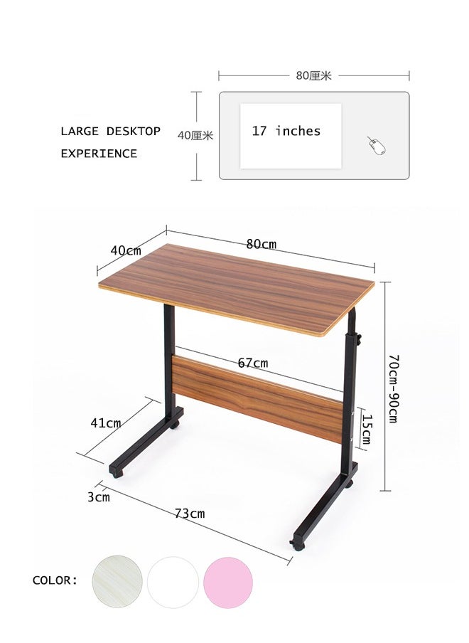 Laptop Table Height Adjustable Simple Mobile Writing Desk Computer Desk Bedside Portable Computer Desk Coffee Table 80cm*40cm（Pink）