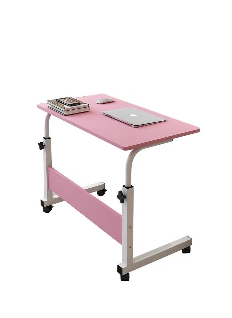 Laptop Table Height Adjustable Simple Mobile Writing Desk Computer Desk Bedside Portable Computer Desk Coffee Table 80cm*40cm（Pink）
