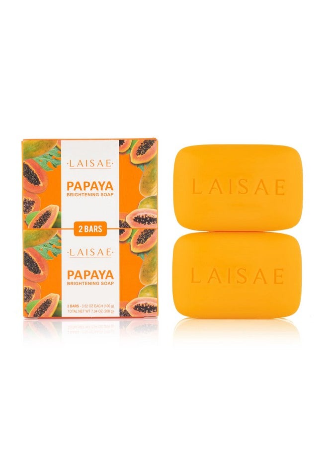 LAISAE - Papaya Brightening Soap Exfoliating Face & Body With Aloe Vera Niacinamide Jojoba Oil For Acne Scars Age Spots Fine Lines And Wrinkles Not Tested On Animals All Skin Types 3.52 Oz (2 Bars) - Image 1