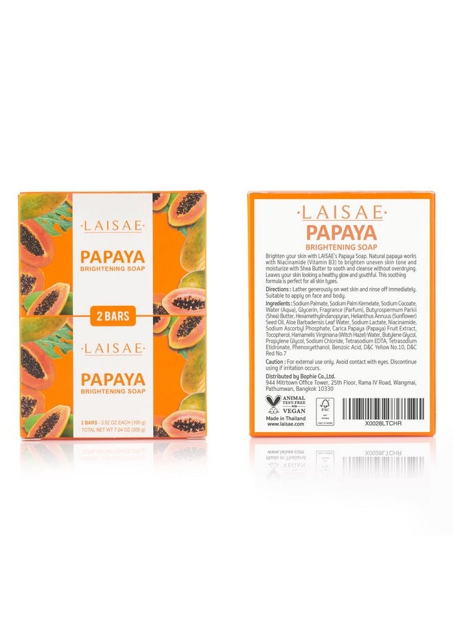 LAISAE - Papaya Brightening Soap Exfoliating Face & Body With Aloe Vera Niacinamide Jojoba Oil For Acne Scars Age Spots Fine Lines And Wrinkles Not Tested On Animals All Skin Types 3.52 Oz (2 Bars) - Image 1