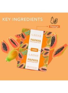 LAISAE Papaya Brightening Soap Exfoliating Face & Body With Aloe Vera Niacinamide Jojoba Oil For Acne Scars Age Spots Fine Lines And Wrinkles Not Tested On Animals All Skin Types 3.52 Oz (2 Bars)  - Image 3