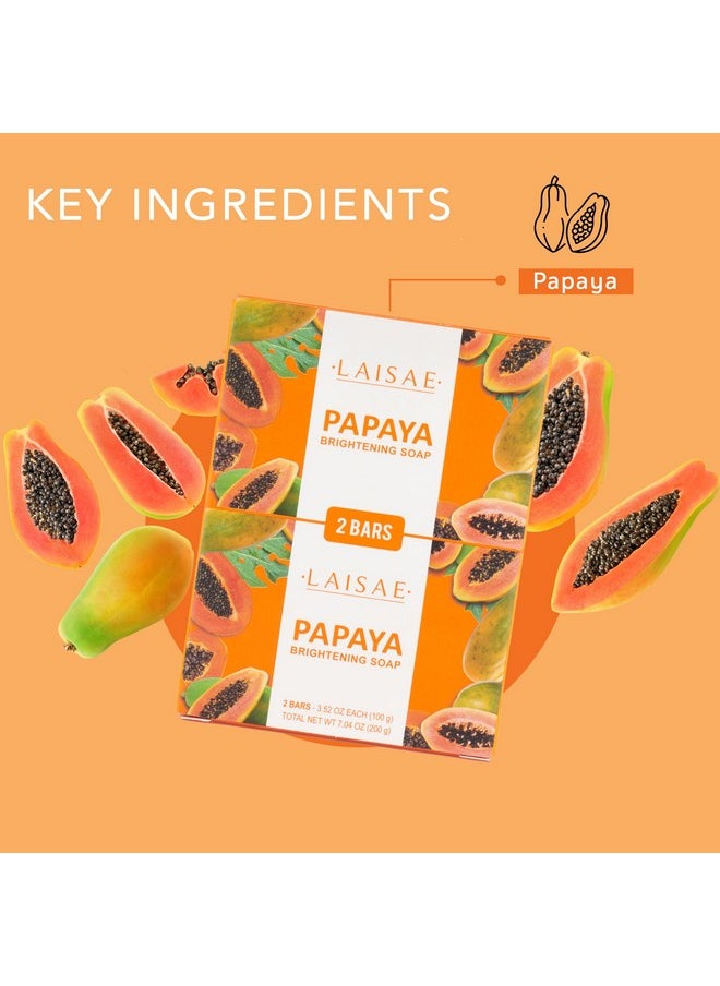 LAISAE - Papaya Brightening Soap Exfoliating Face & Body With Aloe Vera Niacinamide Jojoba Oil For Acne Scars Age Spots Fine Lines And Wrinkles Not Tested On Animals All Skin Types 3.52 Oz (2 Bars) - Image 1