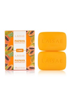 LAISAE Papaya Brightening Soap Exfoliating Face & Body With Aloe Vera Niacinamide Jojoba Oil For Acne Scars Age Spots Fine Lines And Wrinkles Not Tested On Animals All Skin Types 3.52 Oz (2 Bars)  - Image 2