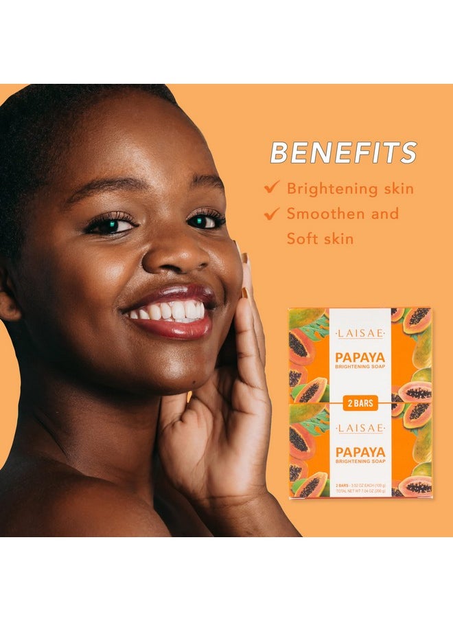 LAISAE - Papaya Brightening Soap Exfoliating Face & Body With Aloe Vera Niacinamide Jojoba Oil For Acne Scars Age Spots Fine Lines And Wrinkles Not Tested On Animals All Skin Types 3.52 Oz (2 Bars) - Image 1
