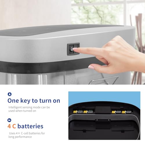 BestOffice | 13 Gallon Trash Can with Lid | Automatic Touchless Garbage Can | Odor Control | Modern Oval Design | Easy to Clean | Stainless Steel | Fits Any Kitchen, Bathroom, Office or Home - Image 5