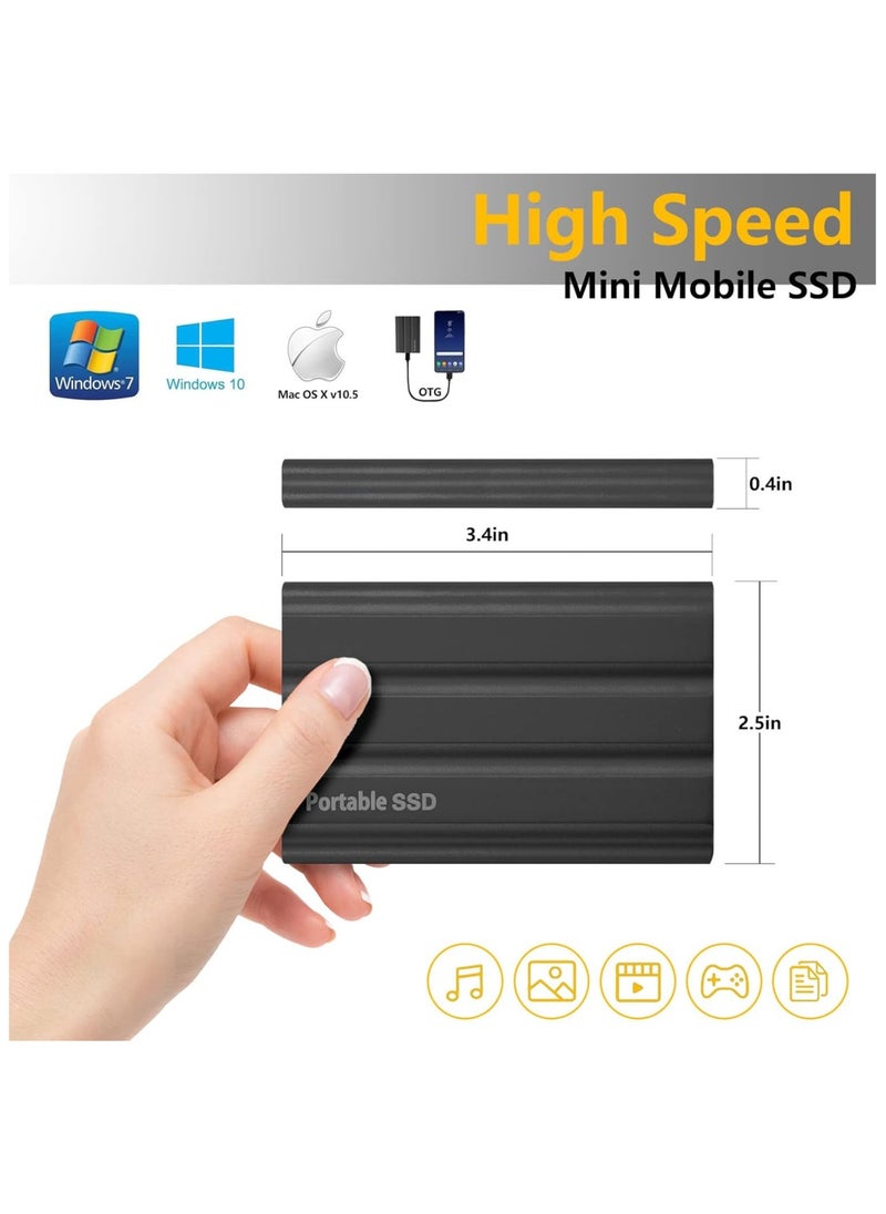 12TB Portabl External Hard Drive Mobile SSD Solid State Drive Portable SSD Hard Drive Slim Storage Drive with USB 3.1 C Port for PC Laptop and Mac