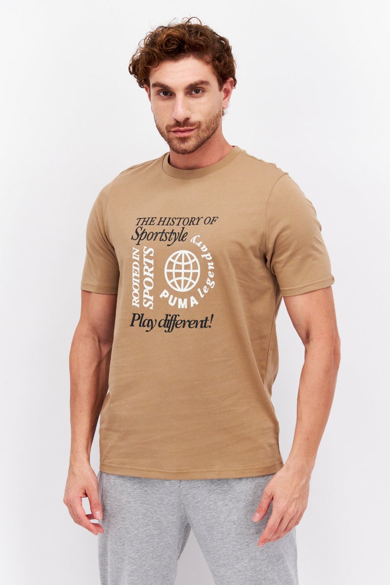PUMA Men Sportswear Fit Short Sleeves Outdoor T-shirt, Tan  - Image 1
