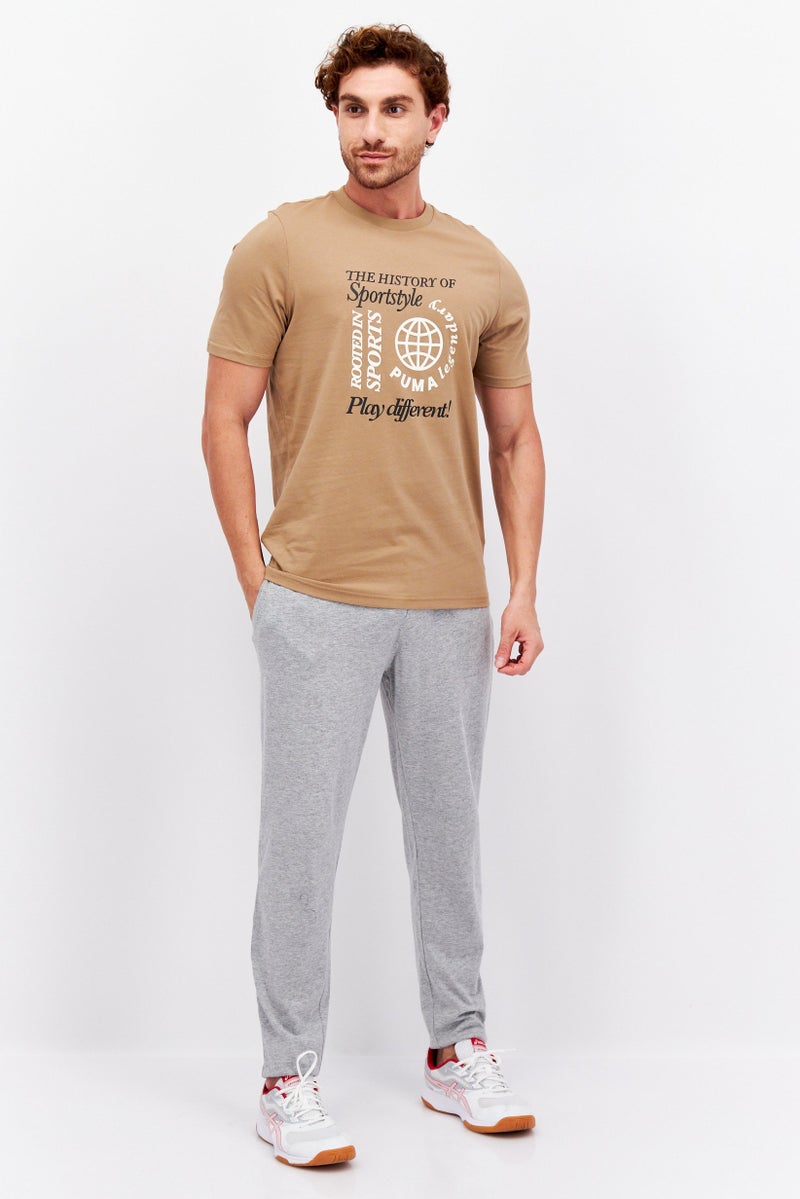 PUMA Men Sportswear Fit Short Sleeves Outdoor T-shirt, Tan  - Image 3