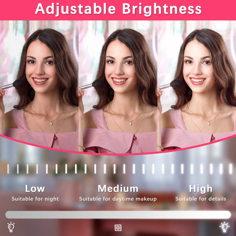 ROLOVE 22x17 Inch Lighted Vanity Mirror with Dimmable LED Lights - 3 Color Modes, Smart Touch Control & 360Â° Rotating Base - Desk Makeup Mirror (White) - Image 4