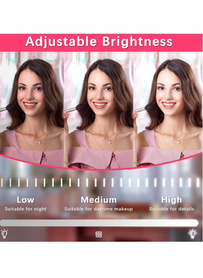 Rolove Vanity Mirror Makeup Mirror with Lights, Large Lighted Vanity Mirror, Light Up Mirror with Smart Touch 3 Colors Dimmable, Tabletop Mirror for Makeup Desk, 360° Rotation, 22" x 19", White  - Image 2