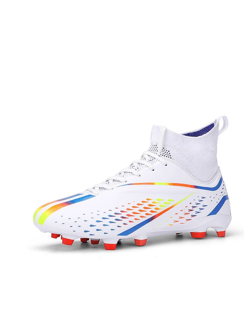 xozgdovg Spike sneakers TF training shoes Football shoes non-slip(Spike bright white)  - Image 1