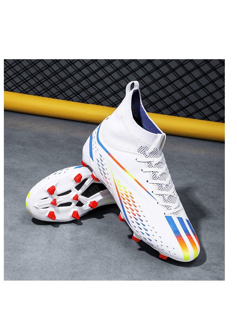 xozgdovg Spike sneakers TF training shoes Football shoes non-slip(Spike bright white)  - Image 2