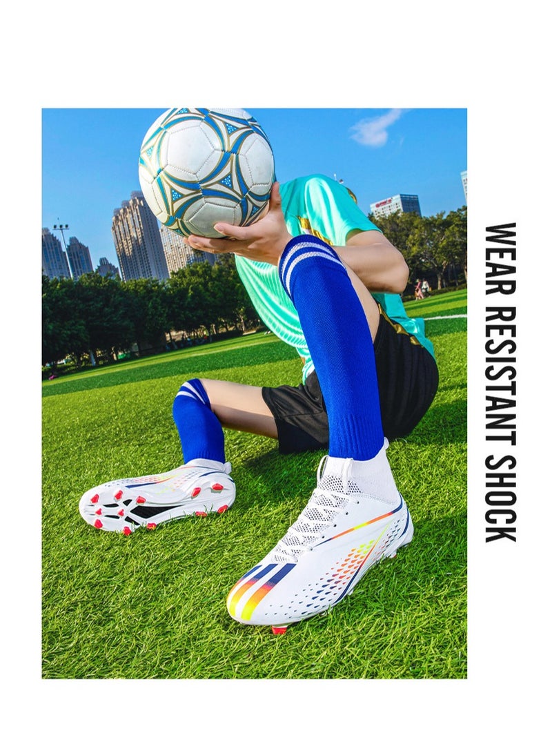 xozgdovg Spike sneakers TF training shoes Football shoes non-slip(Spike bright white)  - Image 3