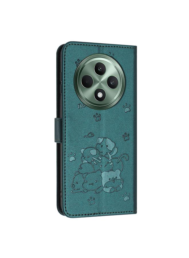 اس-توب جراب جلدي لهاتف OPPO Reno12 F 5G بتصميم قطة منقوش مع حبل تعليق - Image 3