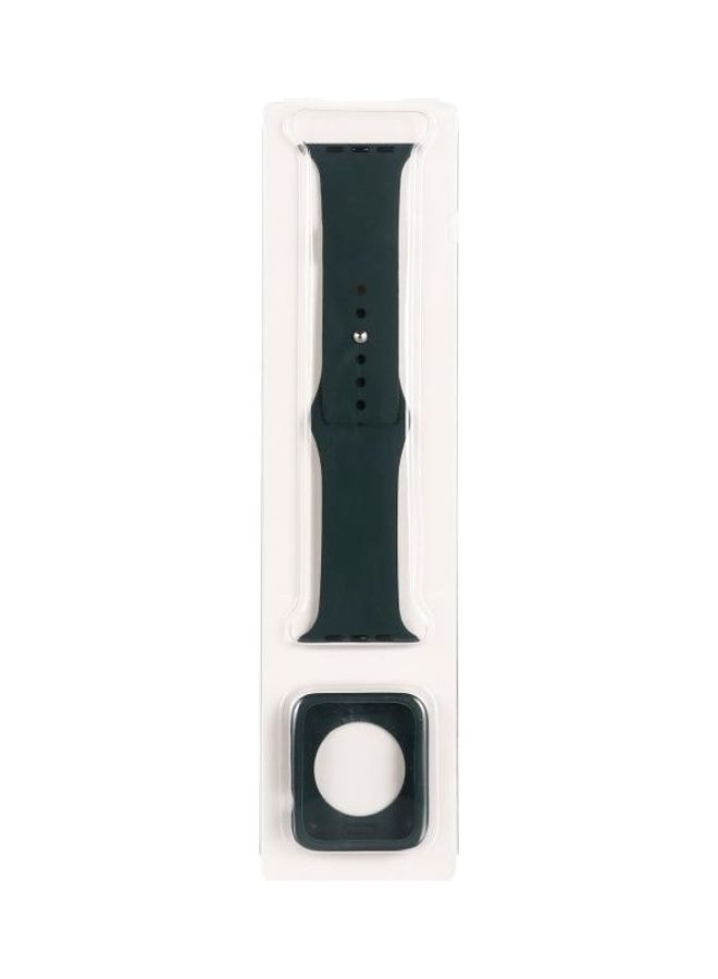 NIBEMINENT Silicone Replacement Strap Watchband with Protective Case Set For Apple Watch Series 7/6/SE/5/4 41/40mm Olive Green - Image 1
