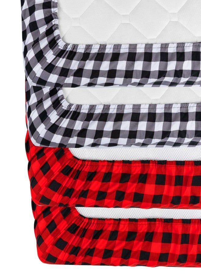 FIGEPO 4 Pack Buffalo Check Plaid Neutral Unisex Fitted Baby Crib Sheets Set for Baby Boys or Girls (Red) - Image 4