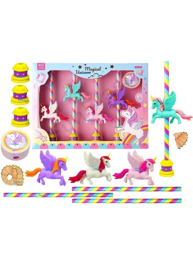 FunBlast Unicorn Stationary Set, Kids Stationary Set, Unicorn Return Gifts for Girls, Unicorn Pencil, Erasers and Sharpeners for Kids - School Stationary Kit, Return Gifts for Kids (Multicolor) - Image 1