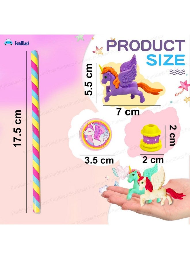 FunBlast Unicorn Stationary Set, Kids Stationary Set, Unicorn Return Gifts for Girls, Unicorn Pencil, Erasers and Sharpeners for Kids - School Stationary Kit, Return Gifts for Kids (Multicolor) - Image 2