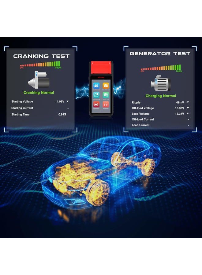 Autel MaxiBAS BT608 (E) Car Battery Tester, 2026 Up of BT508/ BT506, Adaptive Conductance (Worth 1000+), Cranking Charging Test as BT609, Battery Reset, MK808S/ MX808S Full Systems, Built-in Printer - Image 4