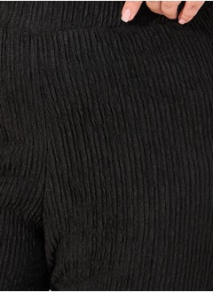Styli Plus Size Textured Wide Leg Pants with Elastic Waistband  - Image 3