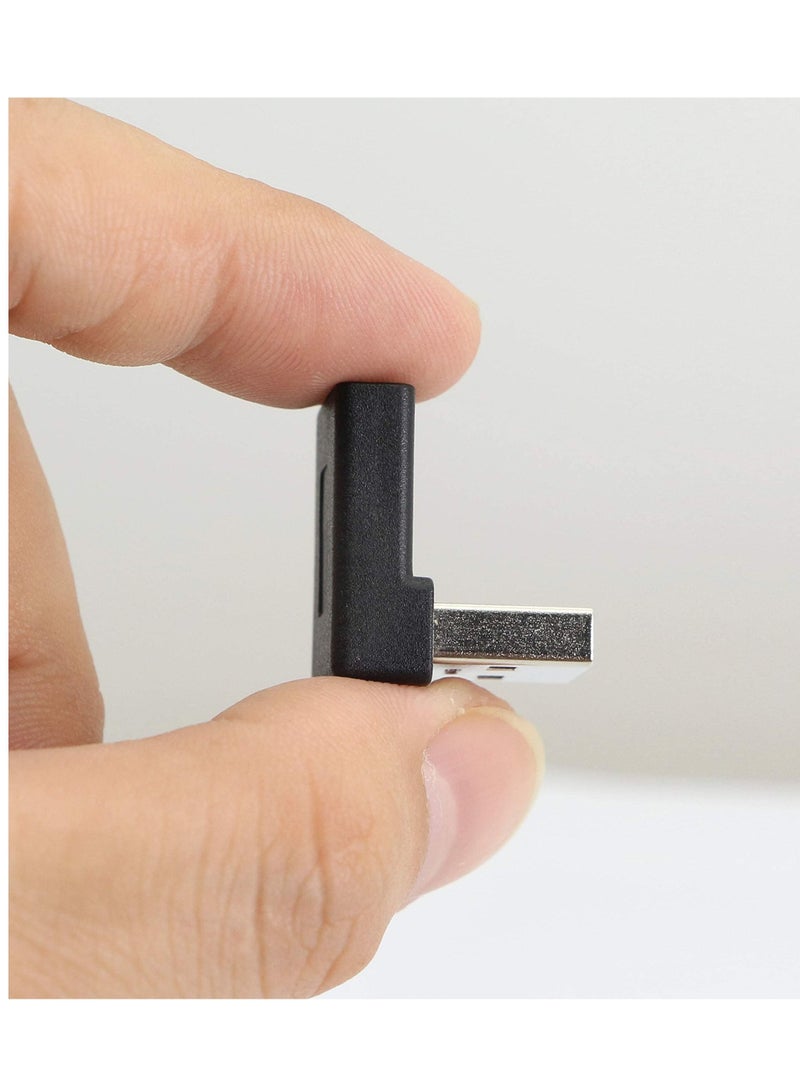 KASTWAVE محول USB A ذكر إلى USB C أنثى بزاوية قائمة، تمديد كوع 90 درجة، موصل كابل USB3.0 إلى النوع C يدعم نقل البيانات ثنائي الاتجاه بسرعة 5 جيجابت في الثانية، لأجهزة الكمبيوتر المحمولة والهواتف والكمبيوتر الشخصي - قطعتان (زاوية سوداء لأعلى ولأسفل) - Image 4