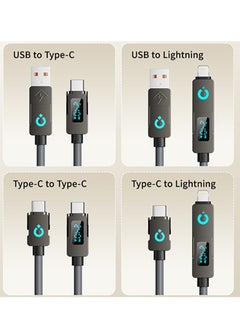 Sthxyfaith 240W with Digital Display Screen, Universal 4-in-1 High-speed Charging Data Cable, Multifunctional Super Fast Charging Spring Retractable Fast Charging Cable, Suitable for Various Models Such as iPhone, Xiaomi, Huawei et  - Image 2