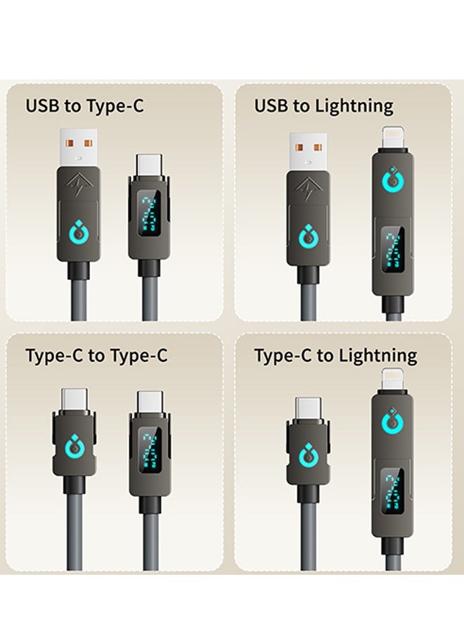 Sthxyfaith - 240W with Digital Display Screen, Universal 4-in-1 High-speed Charging Data Cable, Multifunctional Super Fast Charging Spring Retractable Fast Charging Cable, Suitable for Various Models Such as iPhone, Xiaomi, Huawei et - Image 1