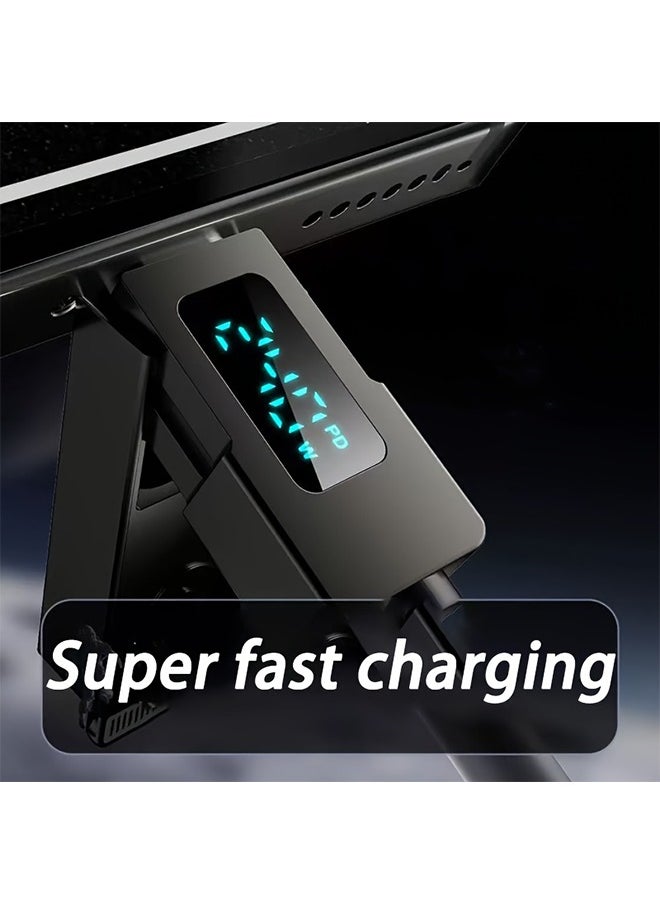 Sthxyfaith - 240W with Digital Display Screen, Universal 4-in-1 High-speed Charging Data Cable, Multifunctional Super Fast Charging Spring Retractable Fast Charging Cable, Suitable for Various Models Such as iPhone, Xiaomi, Huawei et - Image 1